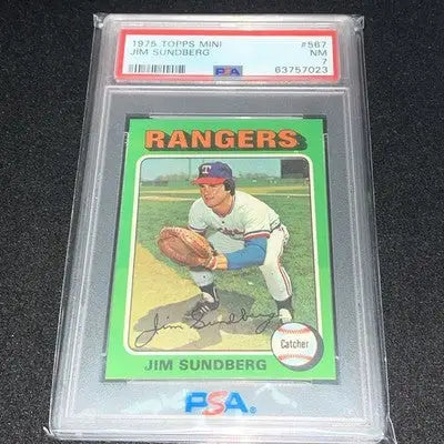 1975 Topps Mini #567 Jim Sundberg PSA 7 Texas Rangers RC Rookie