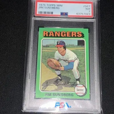 1975 Topps Mini #567 Jim Sundberg PSA 7 Texas Rangers RC Rookie