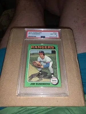 1975 Topps Mini #567 Jim Sundberg PSA 8 Texas Rangers RC Rookie - Baseball Card Single