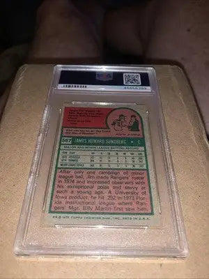 1975 Topps Mini #567 Jim Sundberg PSA 8 Texas Rangers RC Rookie - Baseball Card Single
