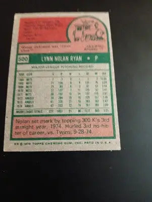 1975 Topps - Nolan Ryan #500. California Angels. corner edge wear. VG+ - Baseball Card Single