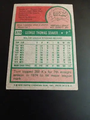 1975 Topps - Tom Seaver #370. New York Mets. VG+ - EX - Baseball Card Single