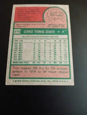 1975 Topps - Tom Seaver #370. New York Mets. VG+ - EX - Baseball Card Single
