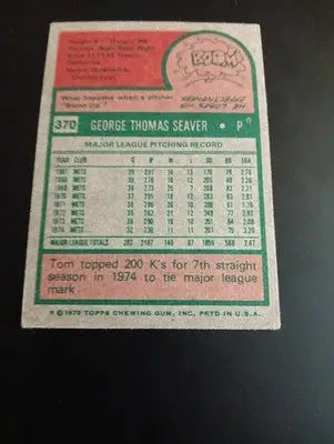 1975 Topps - Tom Seaver #370. New York Mets. VG+ - EX - Baseball Card Single
