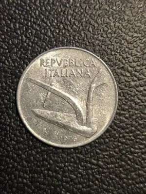1976 Italy 10 Lira Aluminum Coin - Very Good Condition Collectible