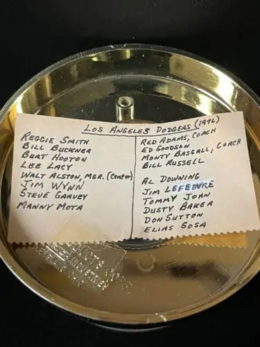 1976 Los Angeles Dodgers team roster plate featuring Steve Garvey in Dodgers history