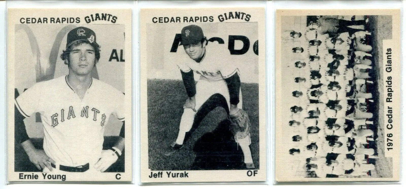Three vintage TCMA Cedar Rapids baseball cards featuring Steve Grimes and Mark Woodbrey