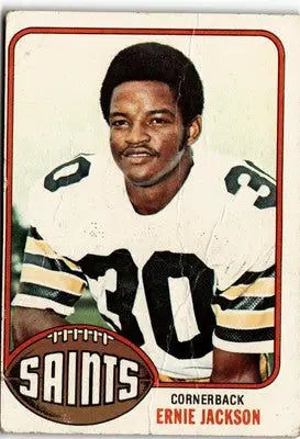 Vintage football card featuring Ernie Jackson of the New Orleans Saints from 1976 Topps
