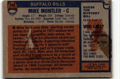 1976 Topps #142 Mike Montler - Football Card Single