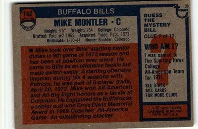 1976 Topps #142 Mike Montler - Football Card Single