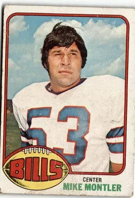 Vintage football card of Mike Montler from the Buffalo Bills 1976 Topps series