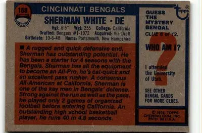 1976 Topps #168 Sherman White - Football Card Single