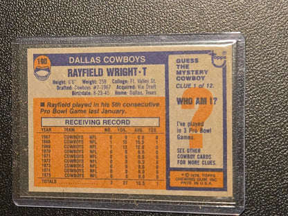Rayfield Wright football card from 1976 Topps #190 featuring Hall of Famer Rayfield Wright