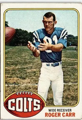 Vintage Roger Carr football card from 1976 Topps #193 showcasing Carr vintage football