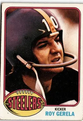 Roy Gerela football card from 1976 Topps showing Pittsburgh Steelers player