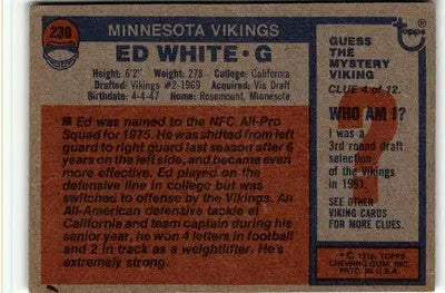 1976 Topps #230 Ed White - Football Card Single