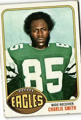 Vintage Charlie Smith football card from 1976 Topps #239 featuring Philadelphia Eagles