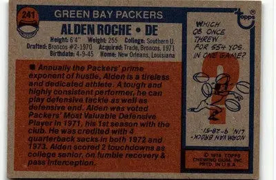 1976 Topps #241 Alden Roche - Football Card Single
