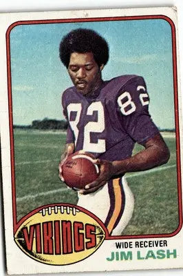 Vintage Jim Lash football card from 1976 Topps #271 featuring Minnesota Vikings player