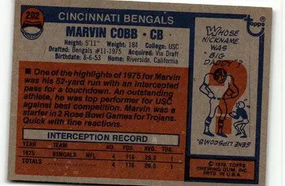 1976 Topps #292 Marvin Cobb - Football Card Single