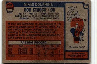1976 Topps #299 Don Strock - Football Card Single