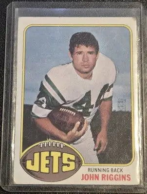 1976 Topps #305 John Riggins football card featuring York Jets legend John Riggins