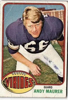 Vintage Andy Maurer football card from 1976 Topps #309 Minnesota Vikings collectible
