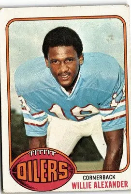 Vintage Willie Alexander football card from 1976 Topps #316 featuring Willie Alexander