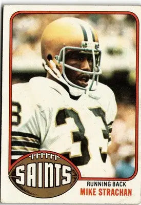 Football trading card of Mike Strachan from 1976 Topps #353 featuring Strachan football card
