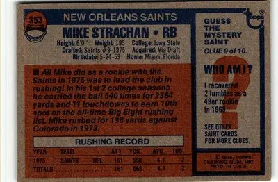 1976 Topps #353 Mike Strachan - Football Card Single