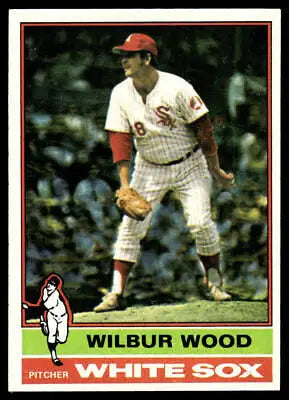 1976 Topps #368 Wilbur Wood baseball card featuring the Chicago White Sox pitcher