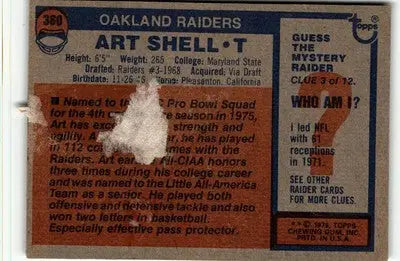 1976 Topps #380 Art Shell - Football Card Single