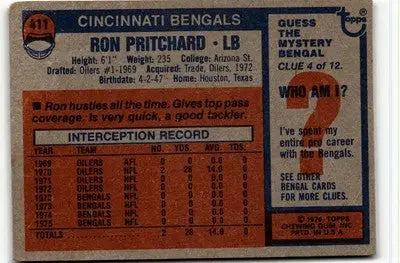 1976 Topps #411 Ron Pritchard - Football Card Single
