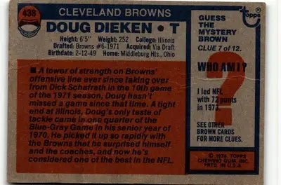 1976 Topps #438 Doug Dieken - Football Card Single