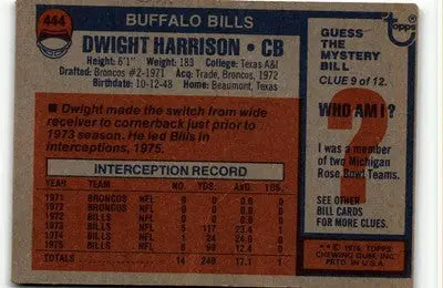 1976 Topps #444 Dwight Harrison - Football Card Single