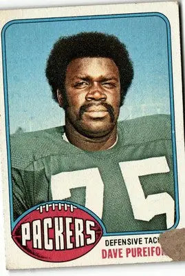 Vintage football trading card of Dave Pureifory from Green Bay Packers 1976 Topps #99