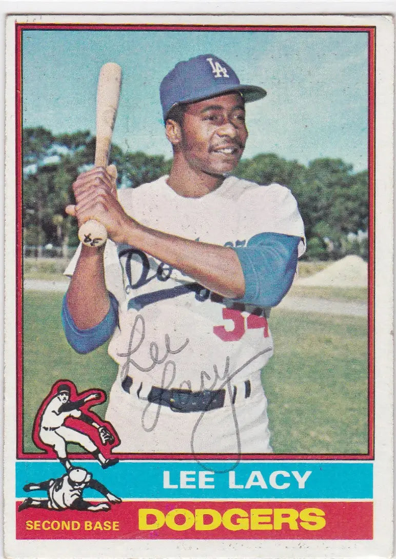 1976 Topps #99 Lee Lacy TTM (Thru the mail) AUTO Los Angeles Dodgers - Baseball Card Single
