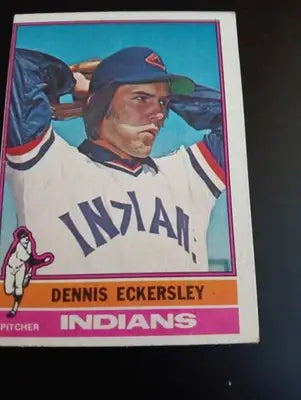 1976 Topps - Dennis Eckersley #98 (RC). Cleveland Indians. off center. EX - Baseball Card Single