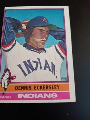 1976 Topps - Dennis Eckersley #98 (RC). Cleveland Indians. off center. EX - Baseball Card Single