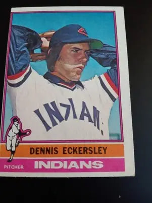 1976 Topps - Dennis Eckersley #98 (RC). Cleveland Indians. off center. EX - Baseball Card Single