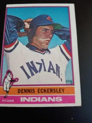 1976 Topps - Dennis Eckersley #98 (RC). Cleveland Indians. off center. EX - Baseball Card Single