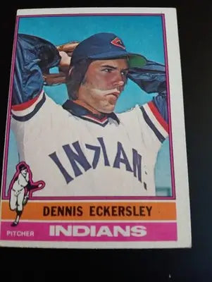1976 Topps - Dennis Eckersley #98 (RC). Cleveland Indians. off center. EX - Baseball Card Single