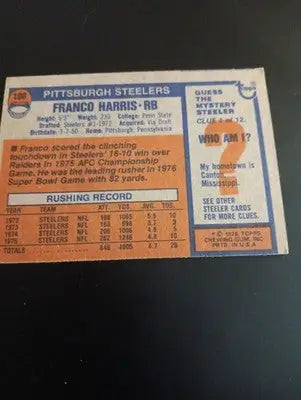 1976 Topps - Franco Harris #100. Pittsburgh Steelers. EX - EX+