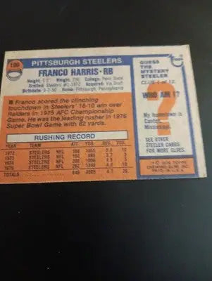 1976 Topps - Franco Harris #100. Pittsburgh Steelers. EX - EX+