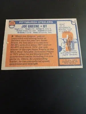 1976 Topps - Joe Greene #245. Pittsburgh Steelers. EX - EX+