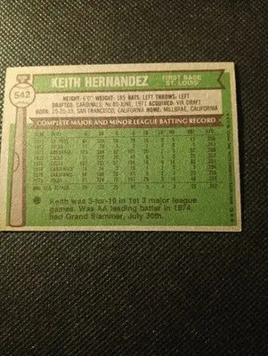 1976 Topps - Keith Hernandez #542. SL Cardinals. EX+ - Baseball Card Single