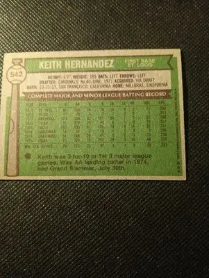 1976 Topps - Keith Hernandez #542. SL Cardinals. EX+ - Baseball Card Single