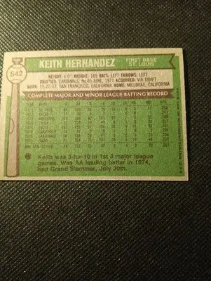 1976 Topps - Keith Hernandez #542. SL Cardinals. EX+ - Baseball Card Single