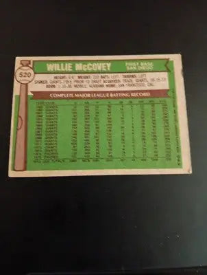 1976 Topps - Willie McCovey #520. Padres. EX - Baseball Card Single