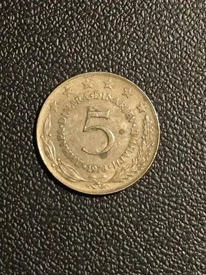 1976 Yugoslavia 5 Dinara Coin - Very Good Condition - Coins & Currency